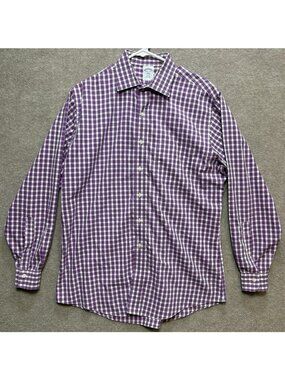 Brooks Brothers Slim Fit 346 Pink Microcheck Cotton Dress Shirt 16.5 4/5 GUC